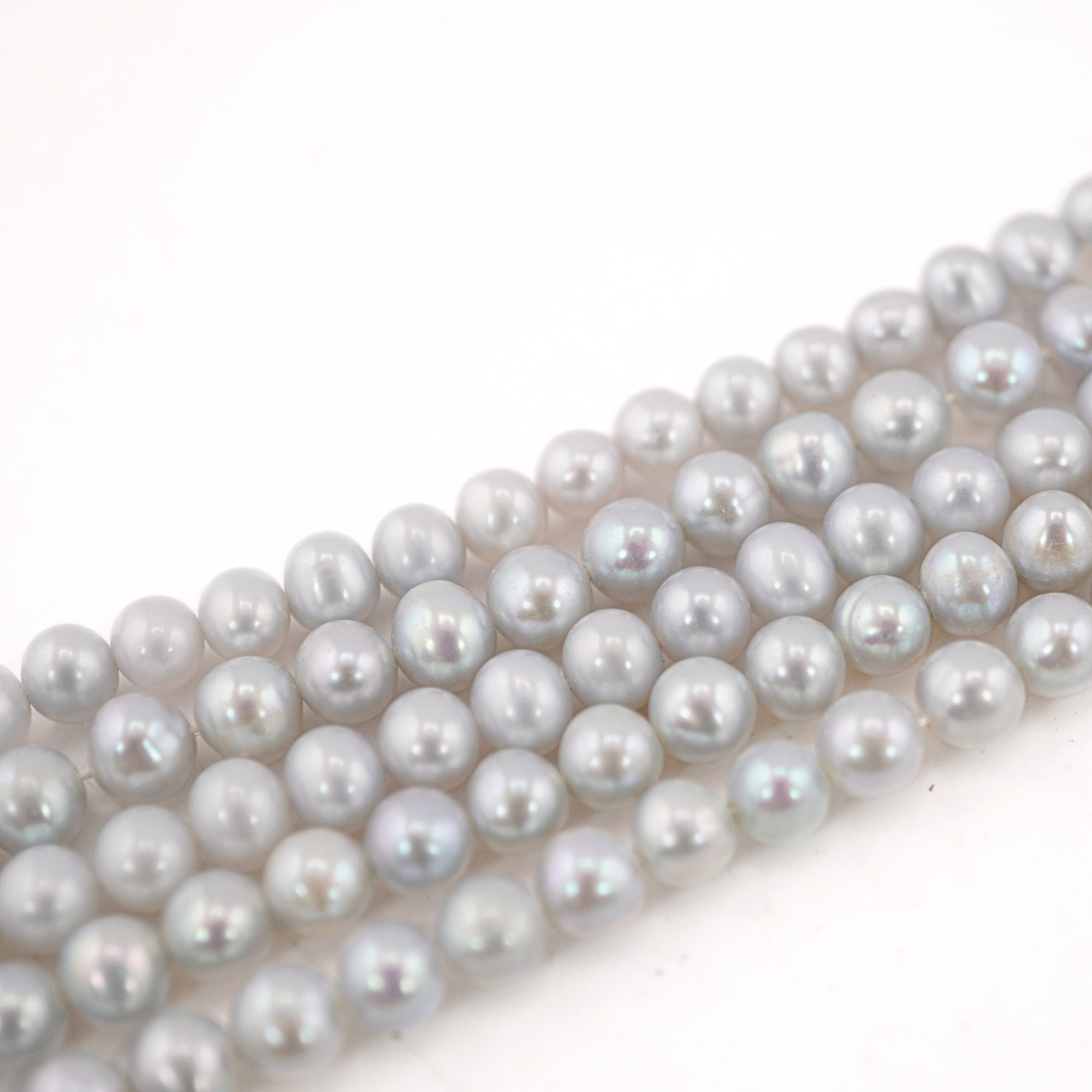 Round fw gray pearls strand for DIY jewelry

