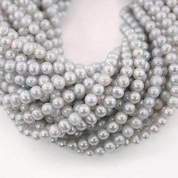 Round gray pearls strand for DIY jewelry

