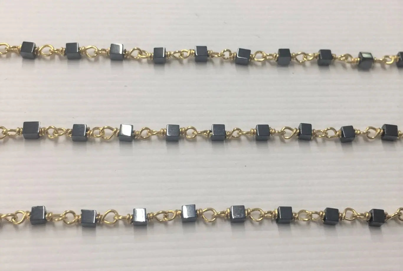 Hematite Gemstone Sterling Silver Rosary Chain 