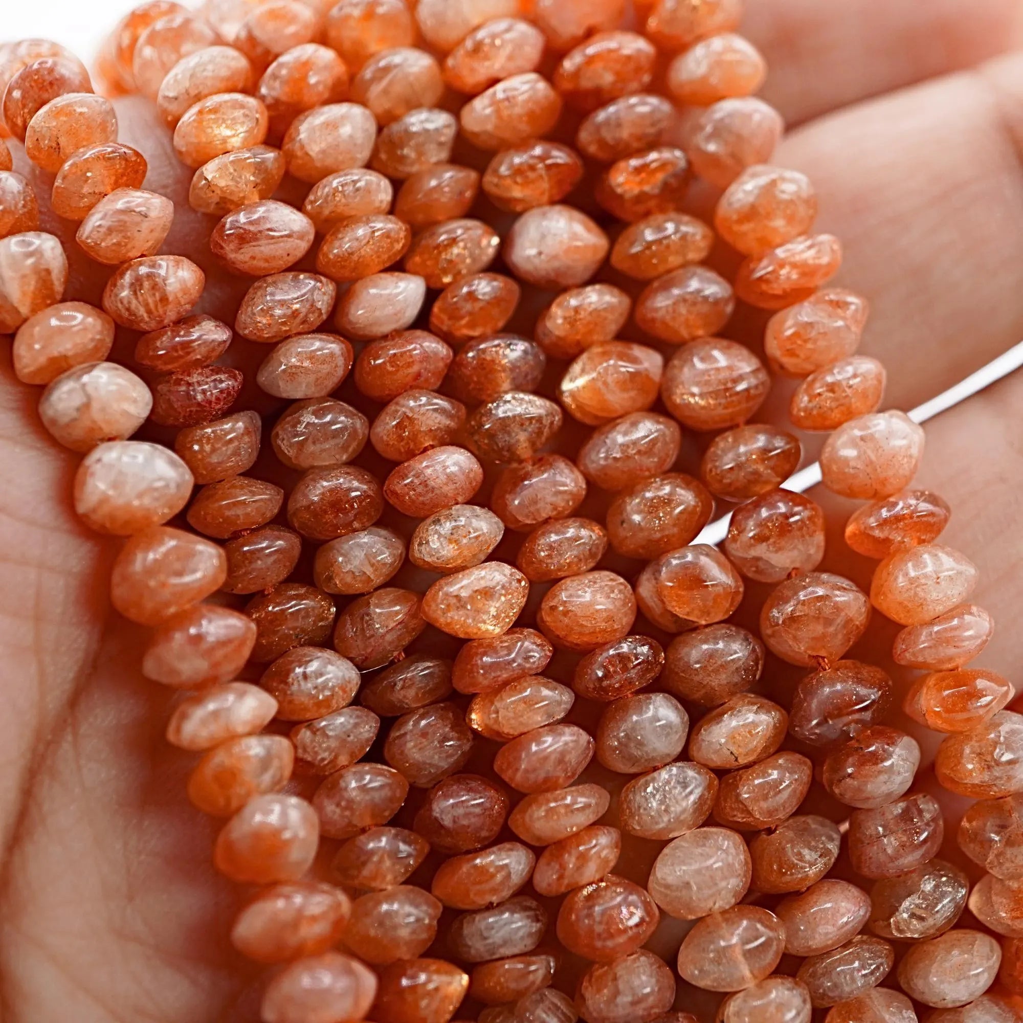 Sparkly Sunstone Smooth Saucer Gemstone Beads