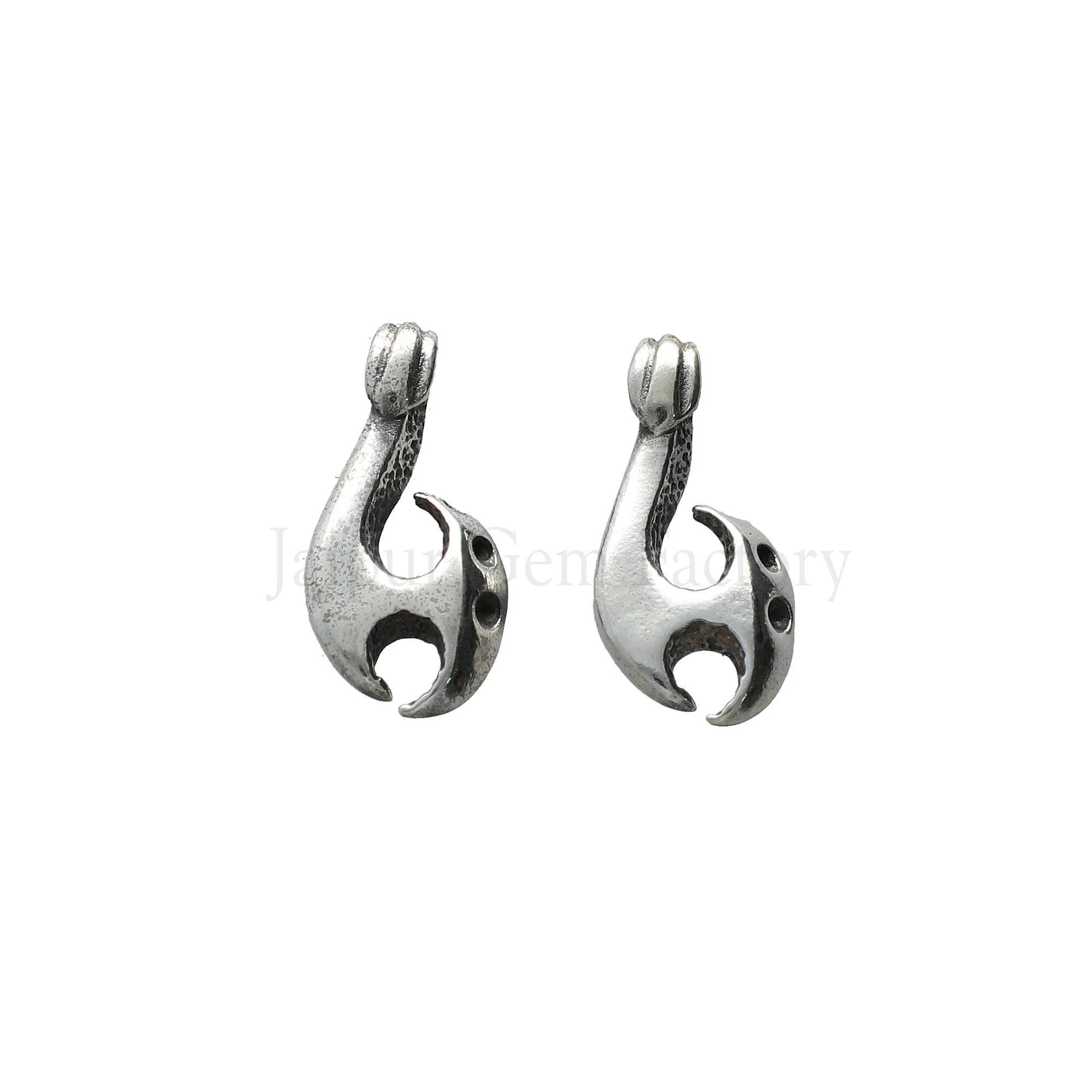 Sterling Silver Tribal Maori  Fish Hook  Pendant 