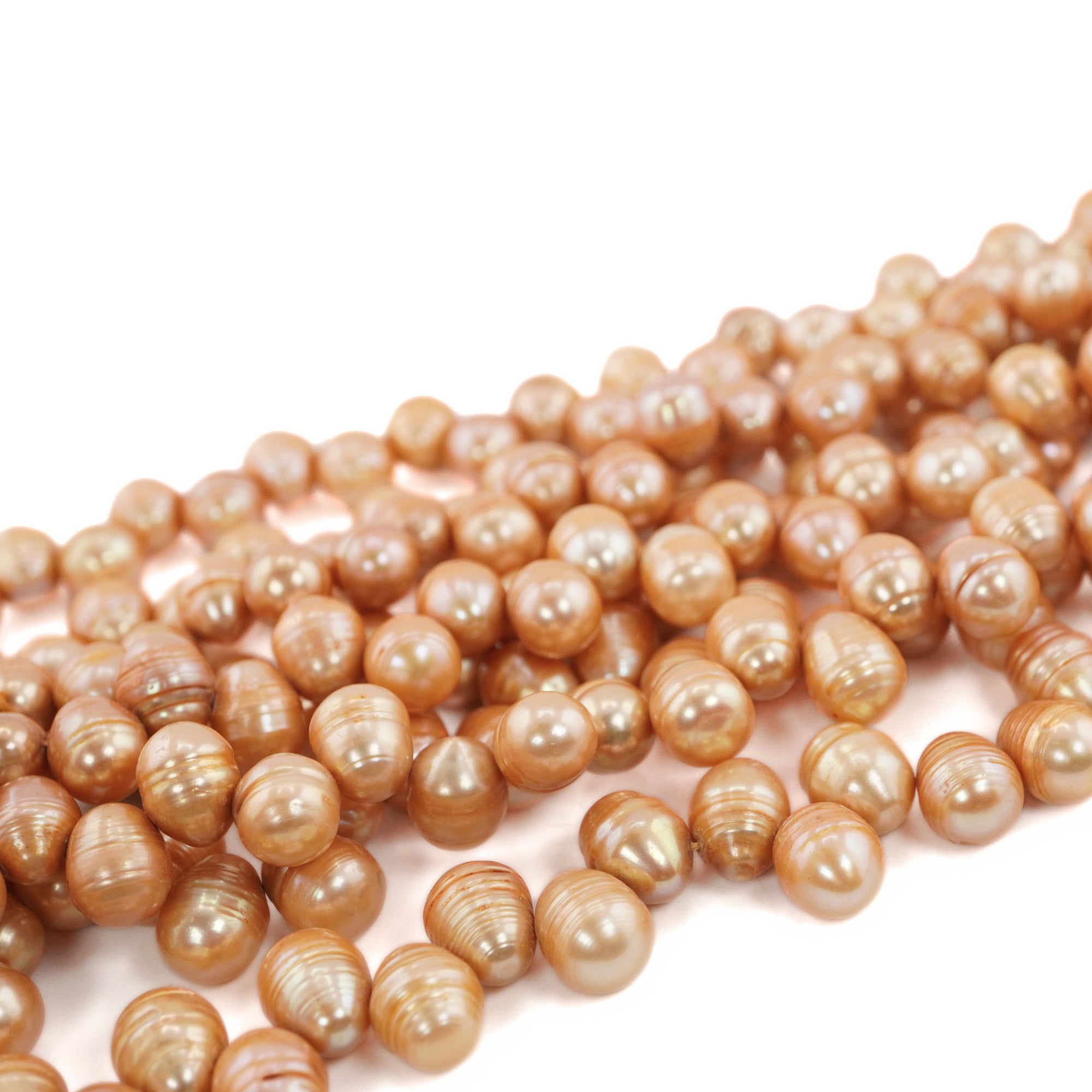 glossy peach oval beads

