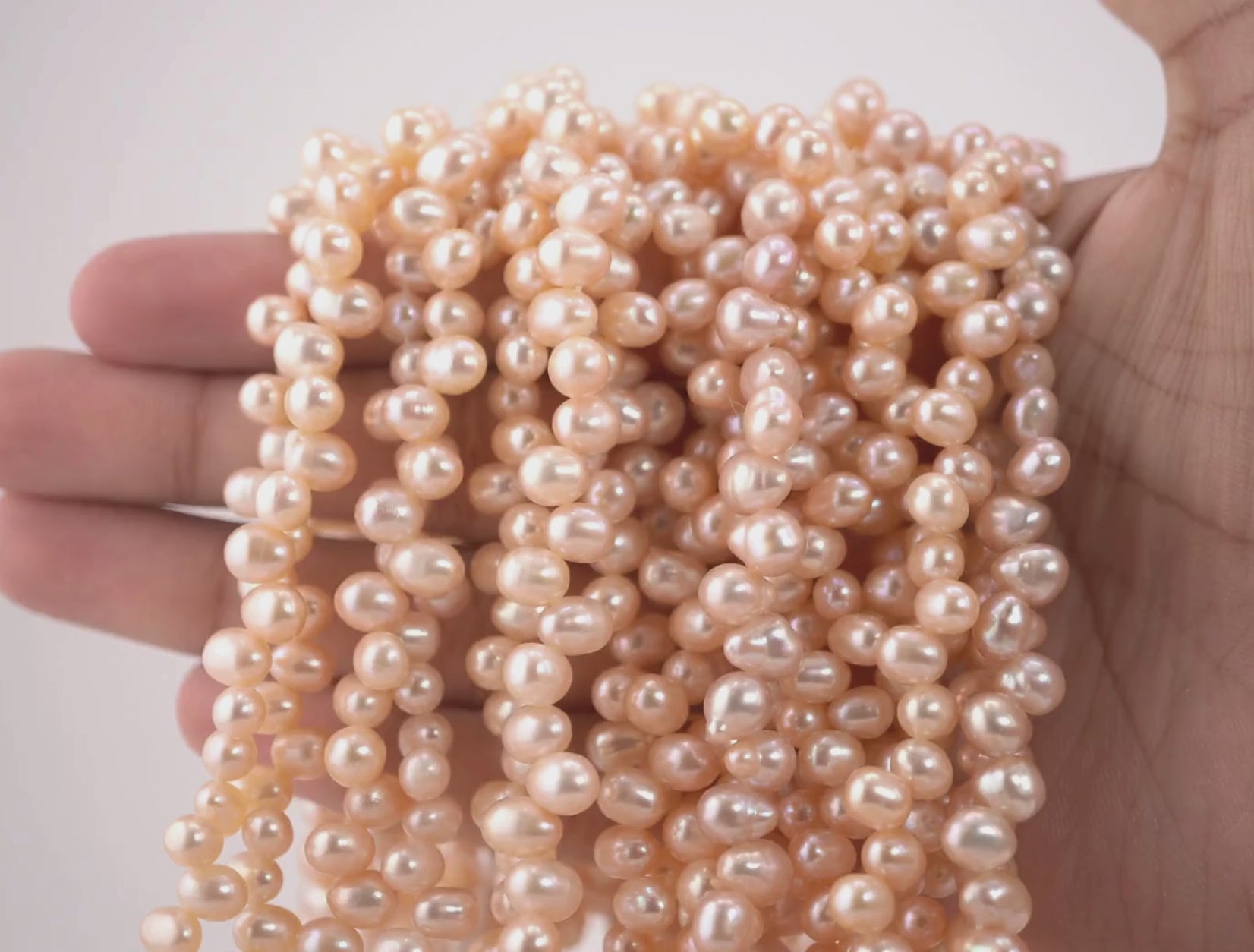 Peach Oval Freshwater Pearls Beads

