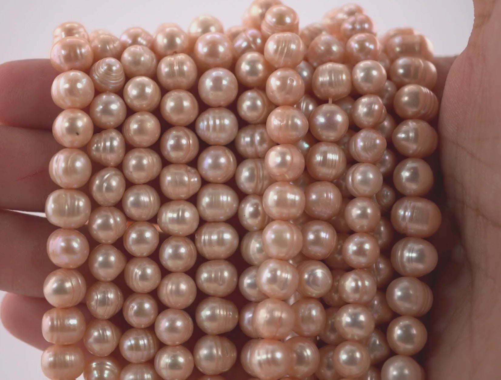 7–6 MM Peach Pearls for Beading

