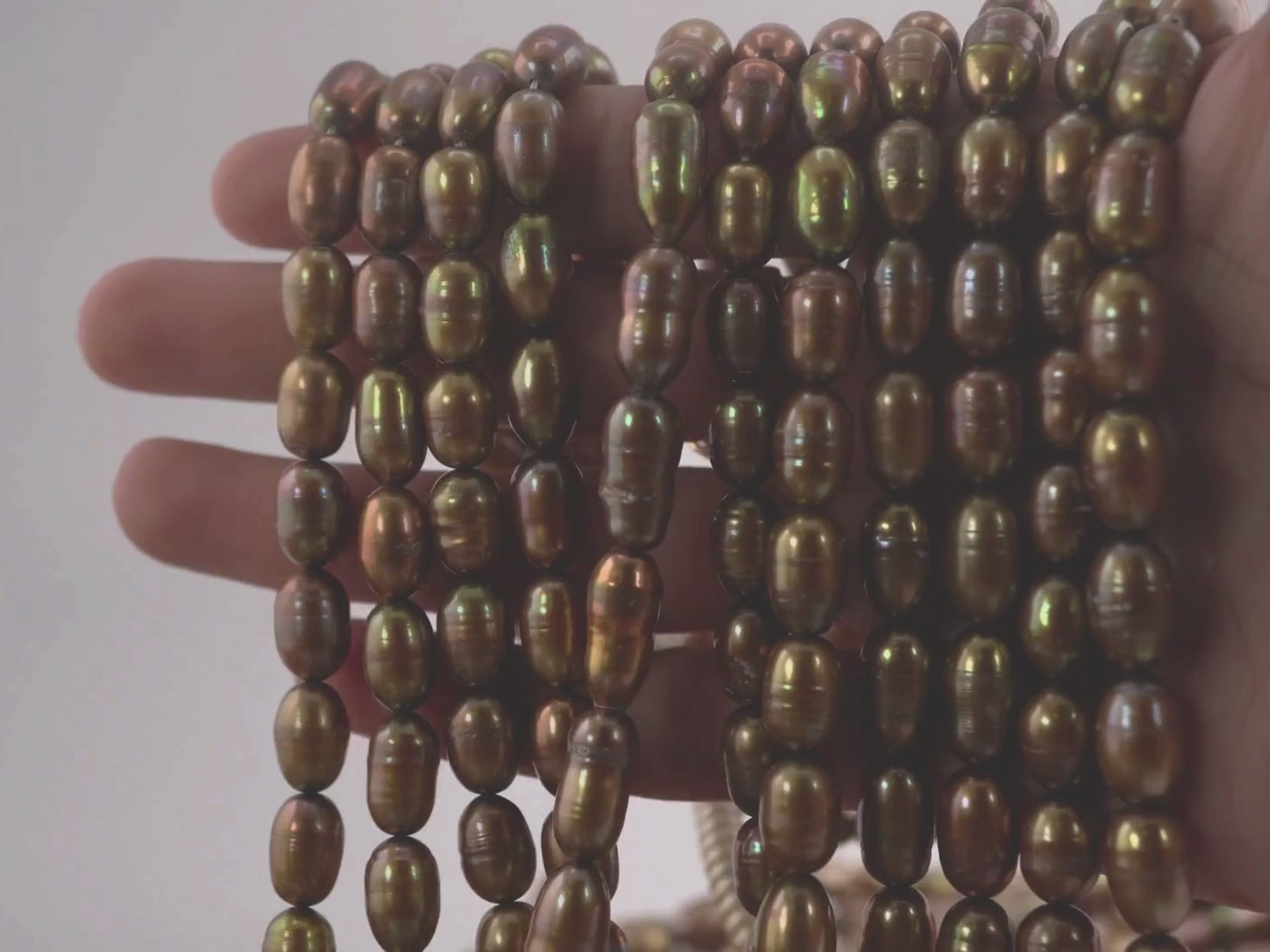 Metal gold oval freshwater pearl beads

