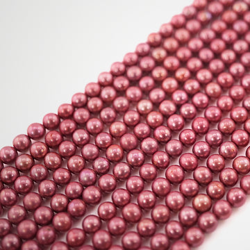 raspberry round pearl beads

