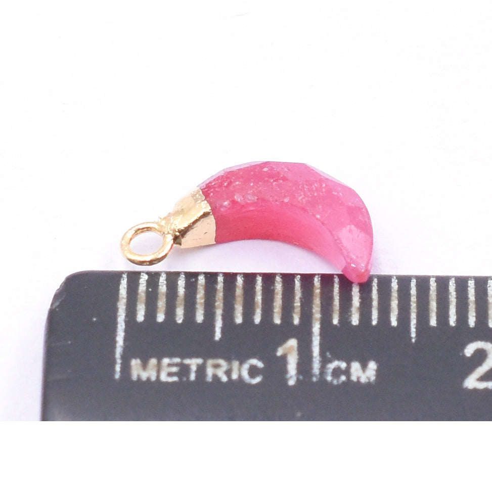 Ruby Corundum Moon Shape 10 x 5 MM Gold Electroplated Pendant (Set Of 2 Pcs)