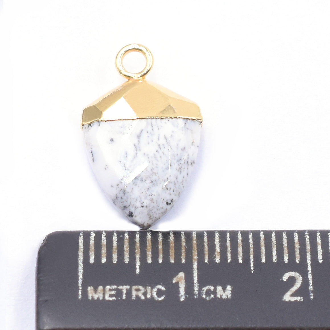Dendritic Opal 13X10 MM Shield Shape Gold Electroplated Pendant ( Set Of 2 Pcs)