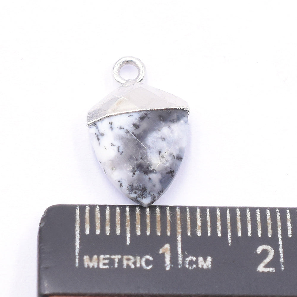 Dendritic Opal Shield pendant in silver frame