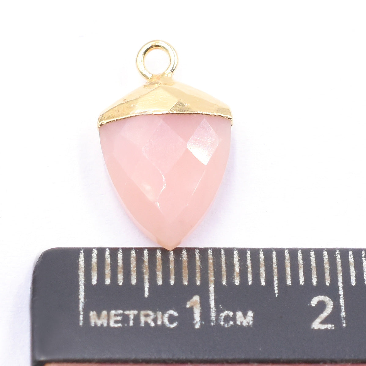 Pink Opal 13X10 MM Shield Shape Gold Electroplated Pendant ( Set Of 2 Pcs)
