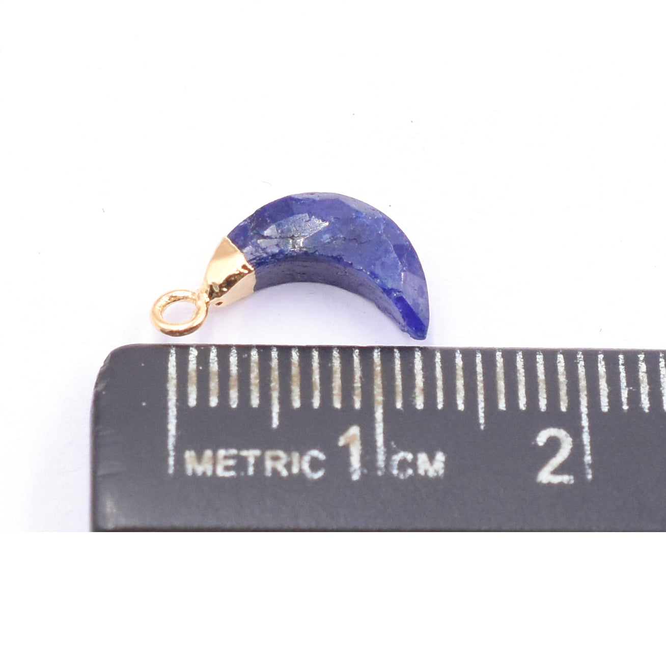 Lapis Lazuli 10X5 MM Moon Shape Gold Electroplated Pendant (Set Of 2 Pcs)