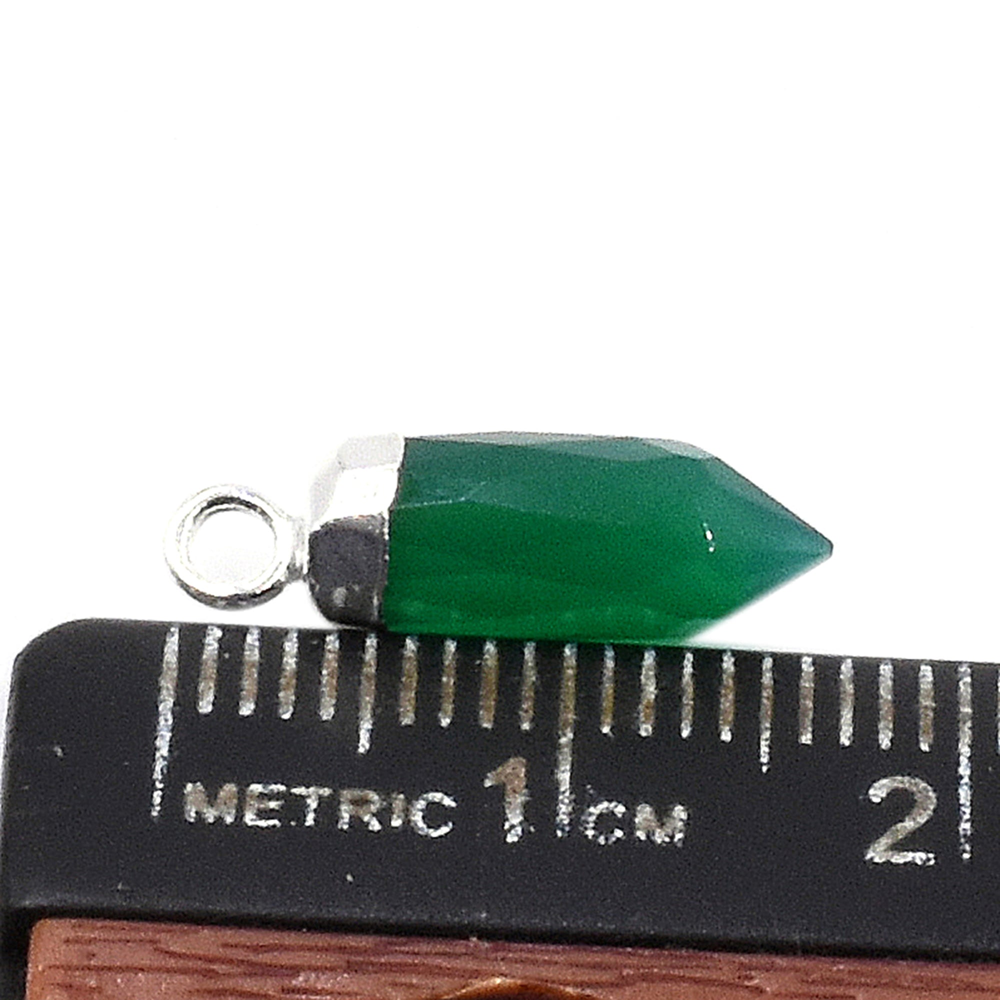 Elegant silver electroplated Green Onyx bullet pendant