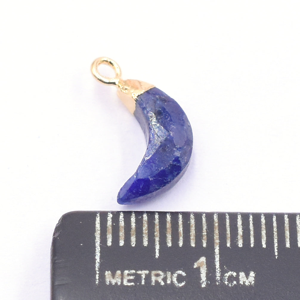 Lapis Lazuli 10X5 MM Moon Shape Gold Electroplated Pendant (Set Of 2 Pcs)