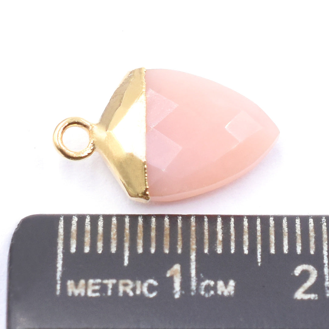 Pink Opal 13X10 MM Shield Shape Gold Electroplated Pendant ( Set Of 2 Pcs)
