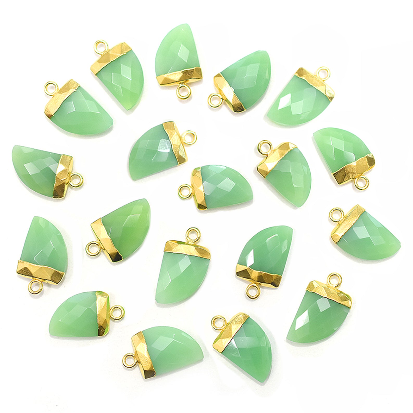 Chrysoprase Chalcedony 14X10 MM Horn Shape Gold Electroplated Pendant