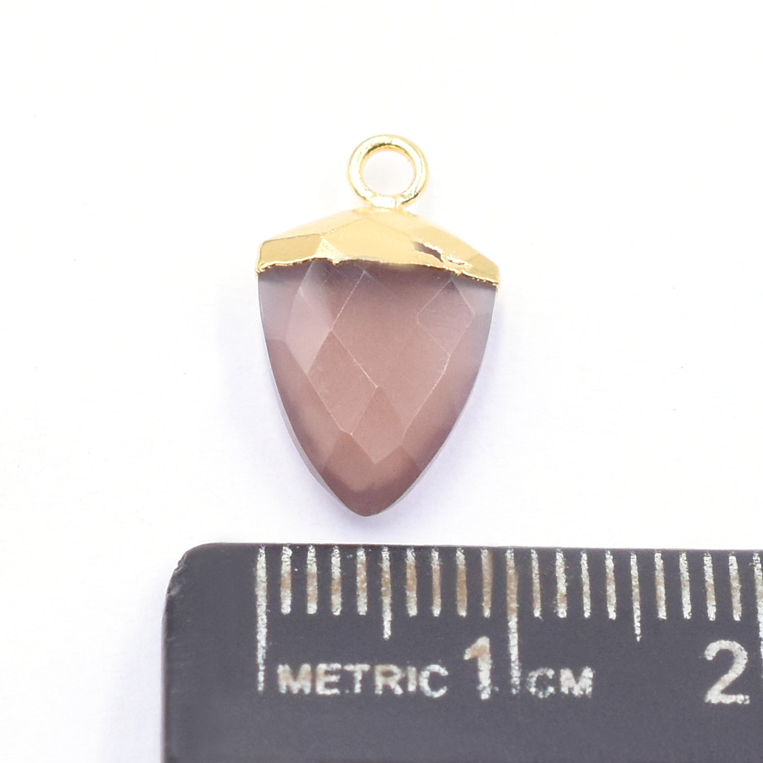 Brown Chocolate Moonstone 13X10 MM Shield Shape Gold Electroplated Pendant ( Set Of 2 Pcs)