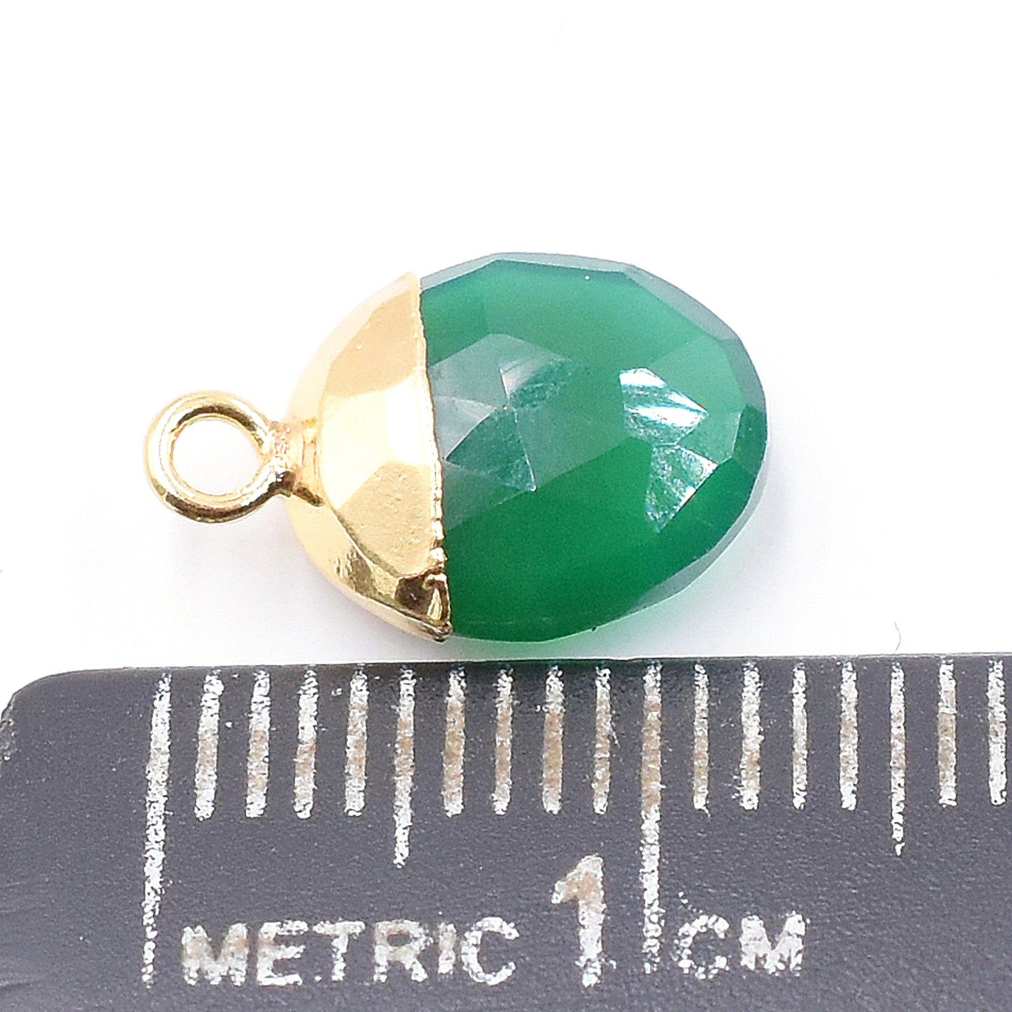 Green Onyx 10X8 MM Oval Shape Gold Electroplated Pendant (Set Of 2 Pcs)