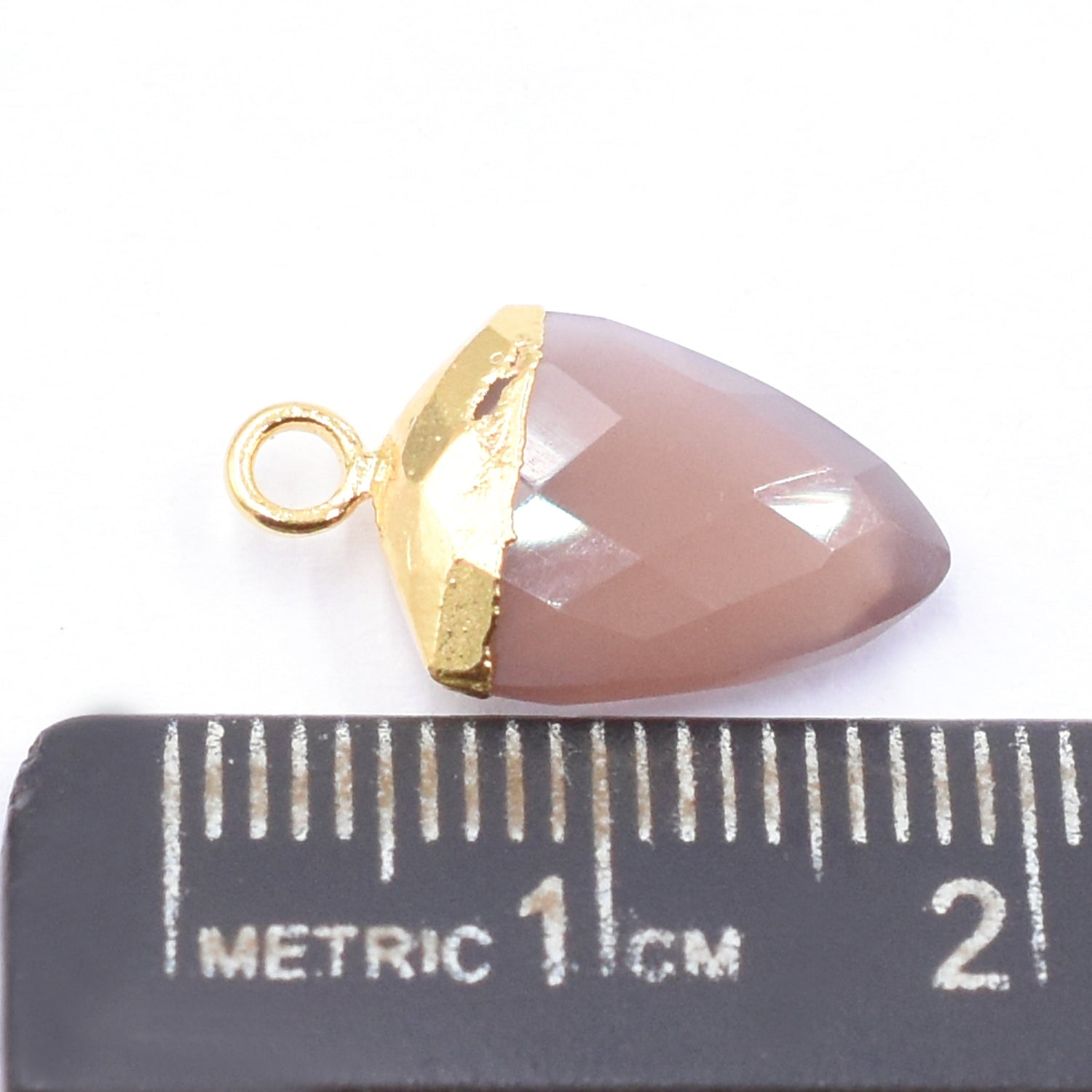 Brown Chocolate Moonstone 13X10 MM Shield Shape Gold Electroplated Pendant ( Set Of 2 Pcs)