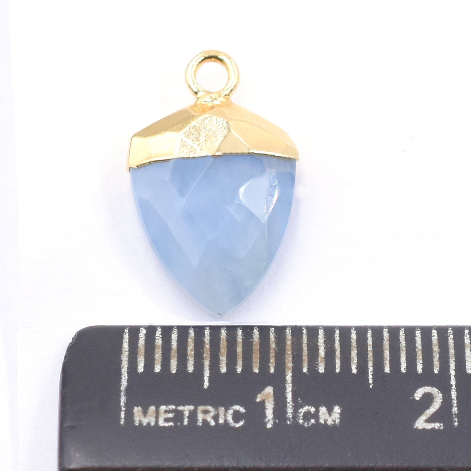 Blue Opal 13X10 MM Shield Shape Gold Electroplated Pendant ( Set Of 2 Pcs)