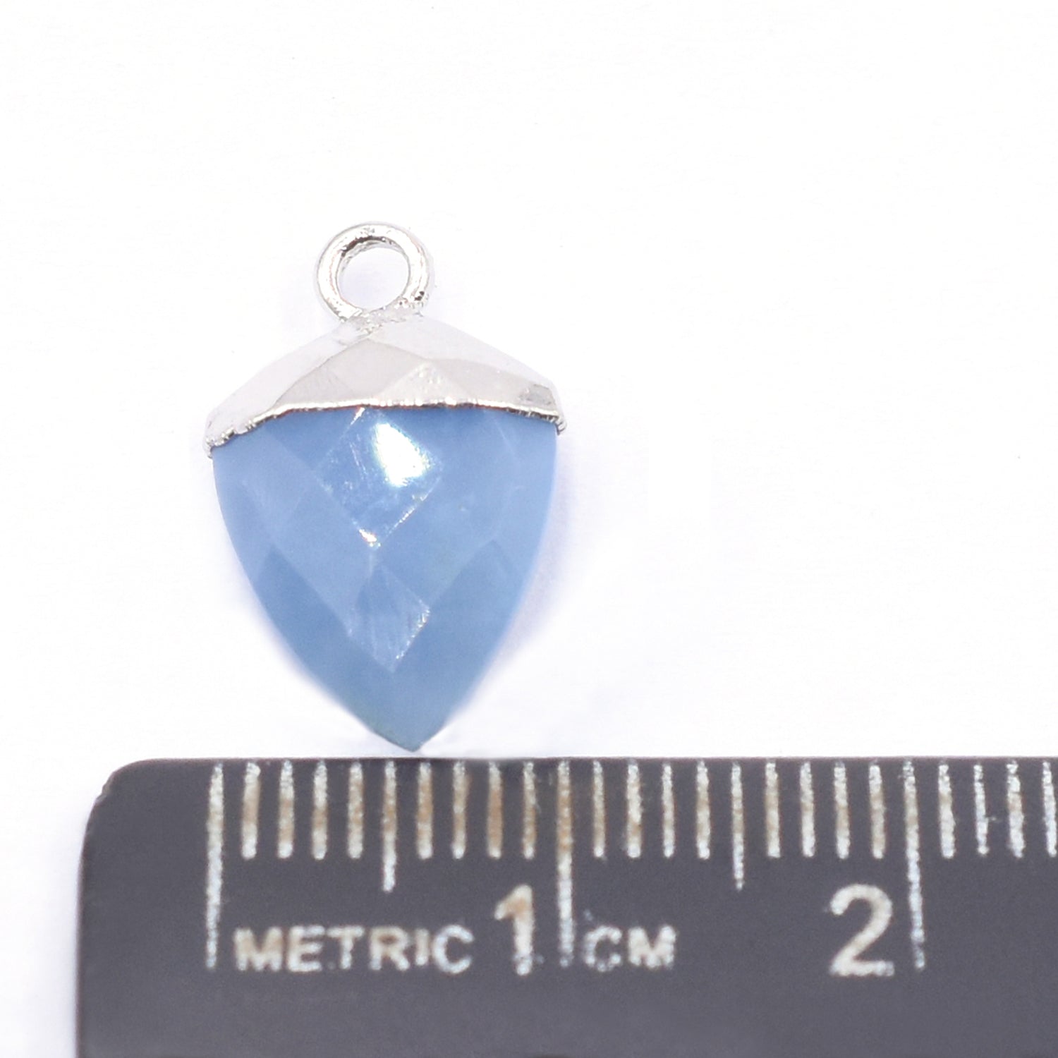 Blue Opal 13X10 MM Shield Shape Rhodium Electroplated Pendant ( Set Of 2 Pcs)
