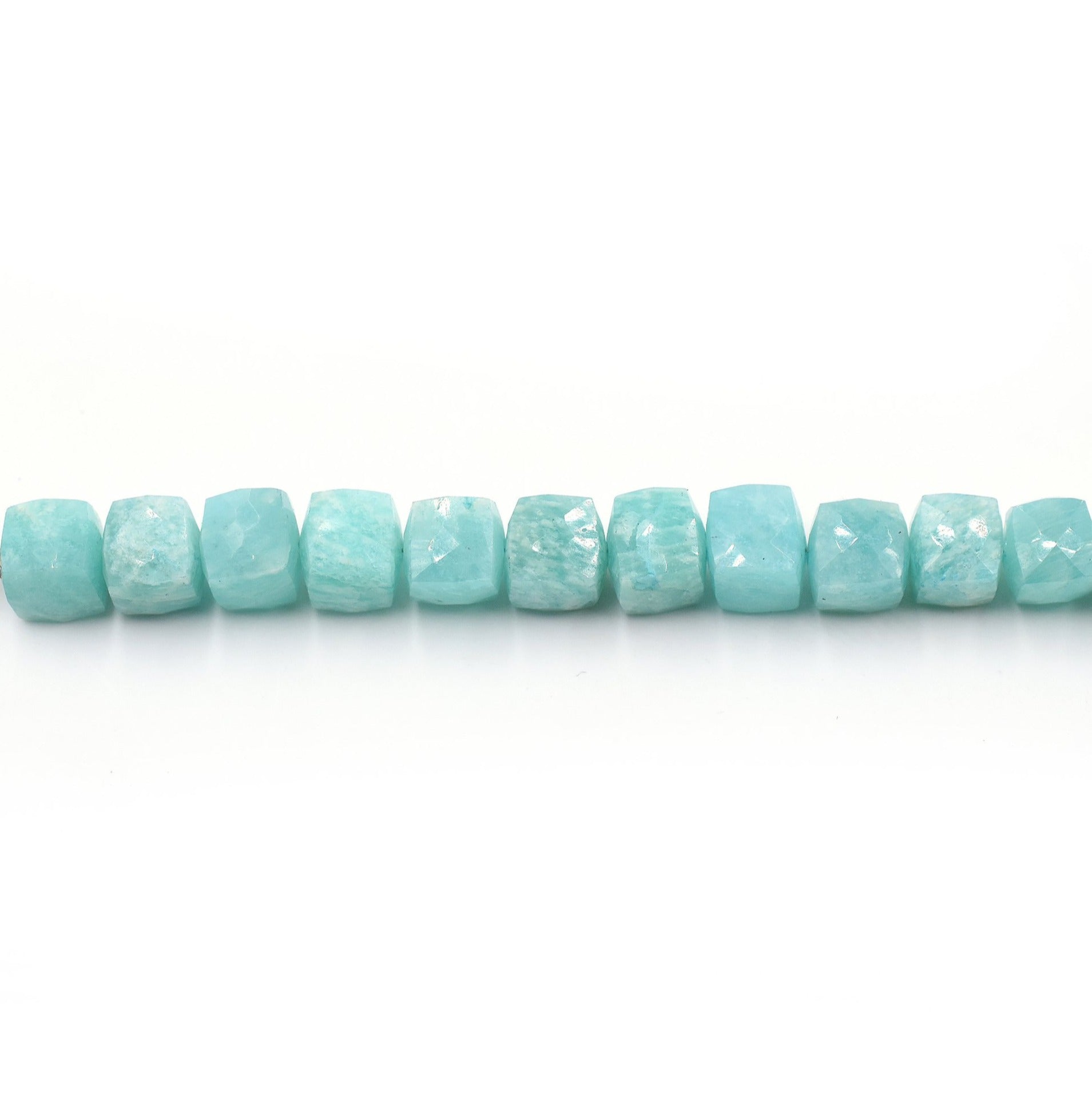 Amazonite 8 MM Faceted Cube Shape Beads Strand - Jaipur Gem Factory