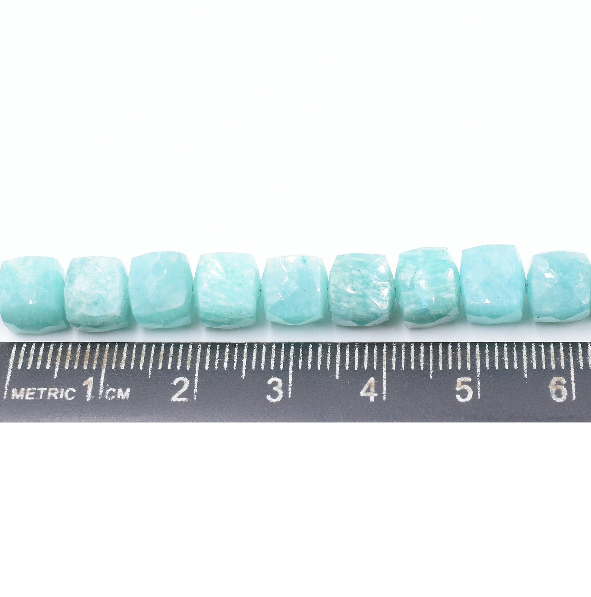 Amazonite 8 MM Faceted Cube Shape Beads Strand - Jaipur Gem Factory
