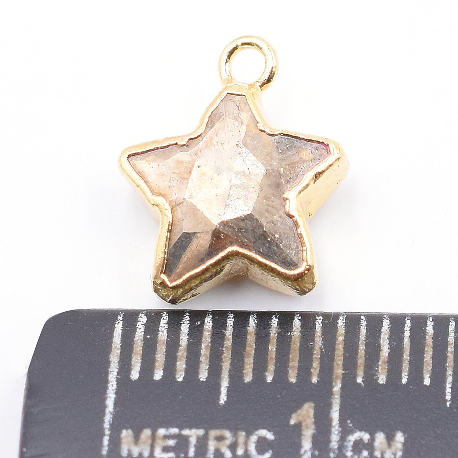 Pyrite 10 To 11 MM Star Shape Gold Electroplated Pendant (Set Of 2 Pcs)