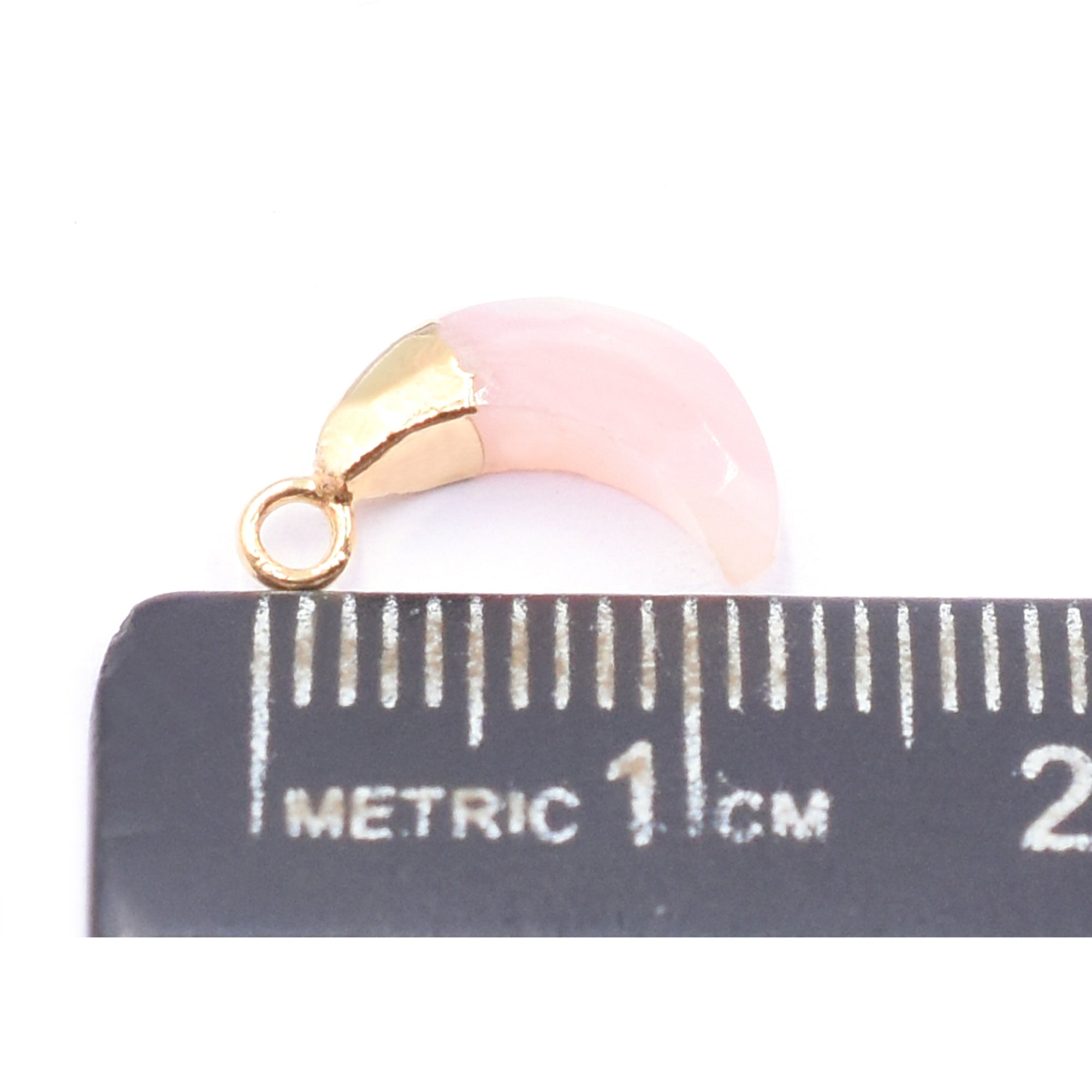 Pink Opal 10X5 MM Moon Shape Gold Electroplated Pendant (Set Of 2 Pcs)