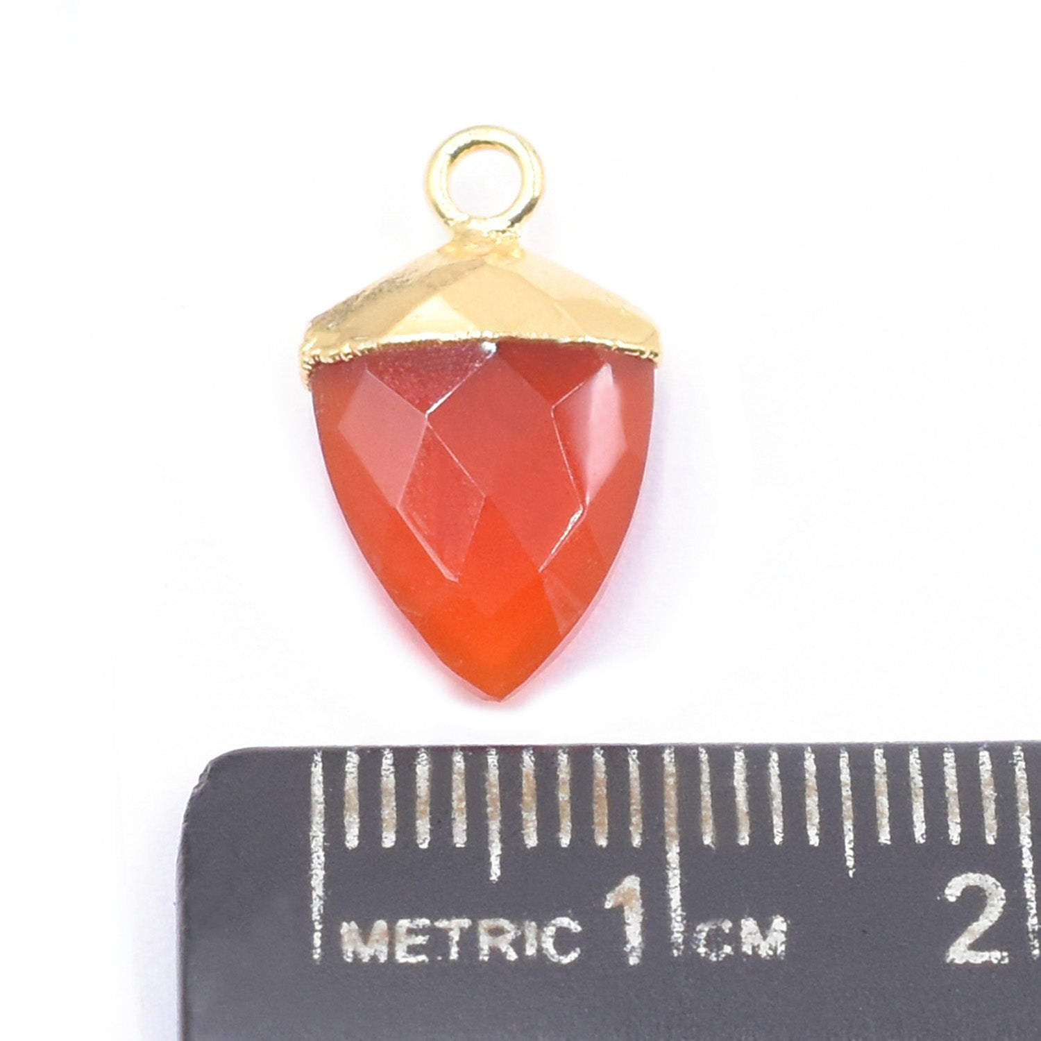 Red Onyx Shield Shape 13 x 10 MM Gold Electroplated Pendant ( Set Of 2 Pcs)