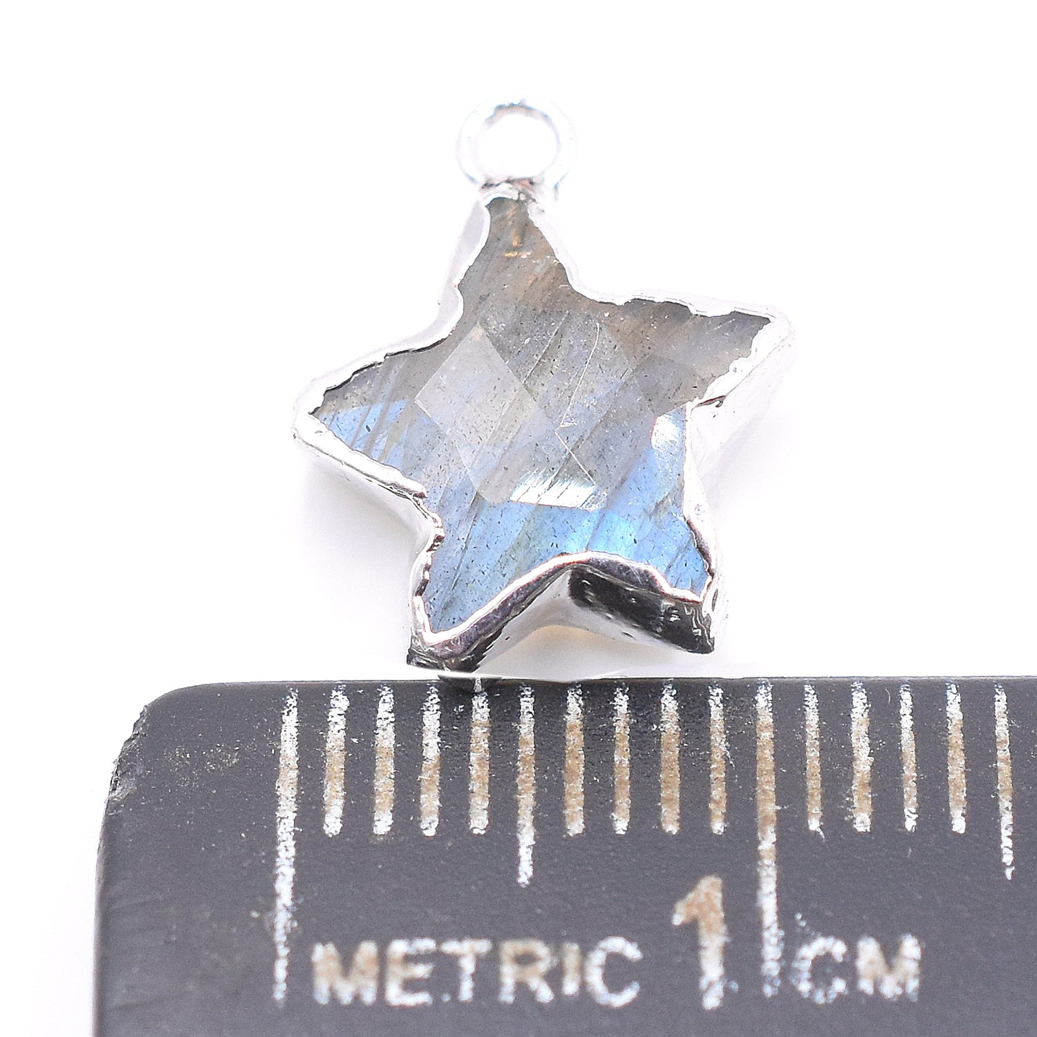 Labradorite 10 To 11 MM Star Shape Rhodium Electroplated Pendant (Set Of 2 Pcs)