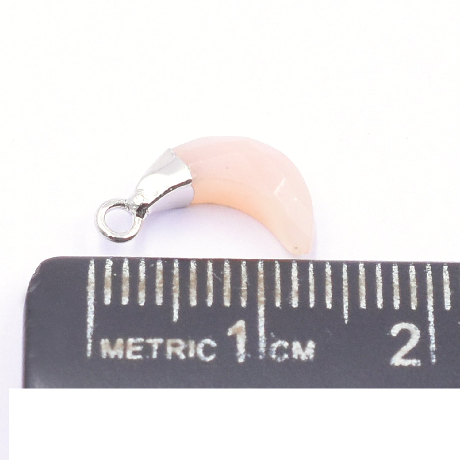 Pink Opal 10X5 MM Moon Shape Rhodium Electroplated Pendant (Set Of 2 Pcs)