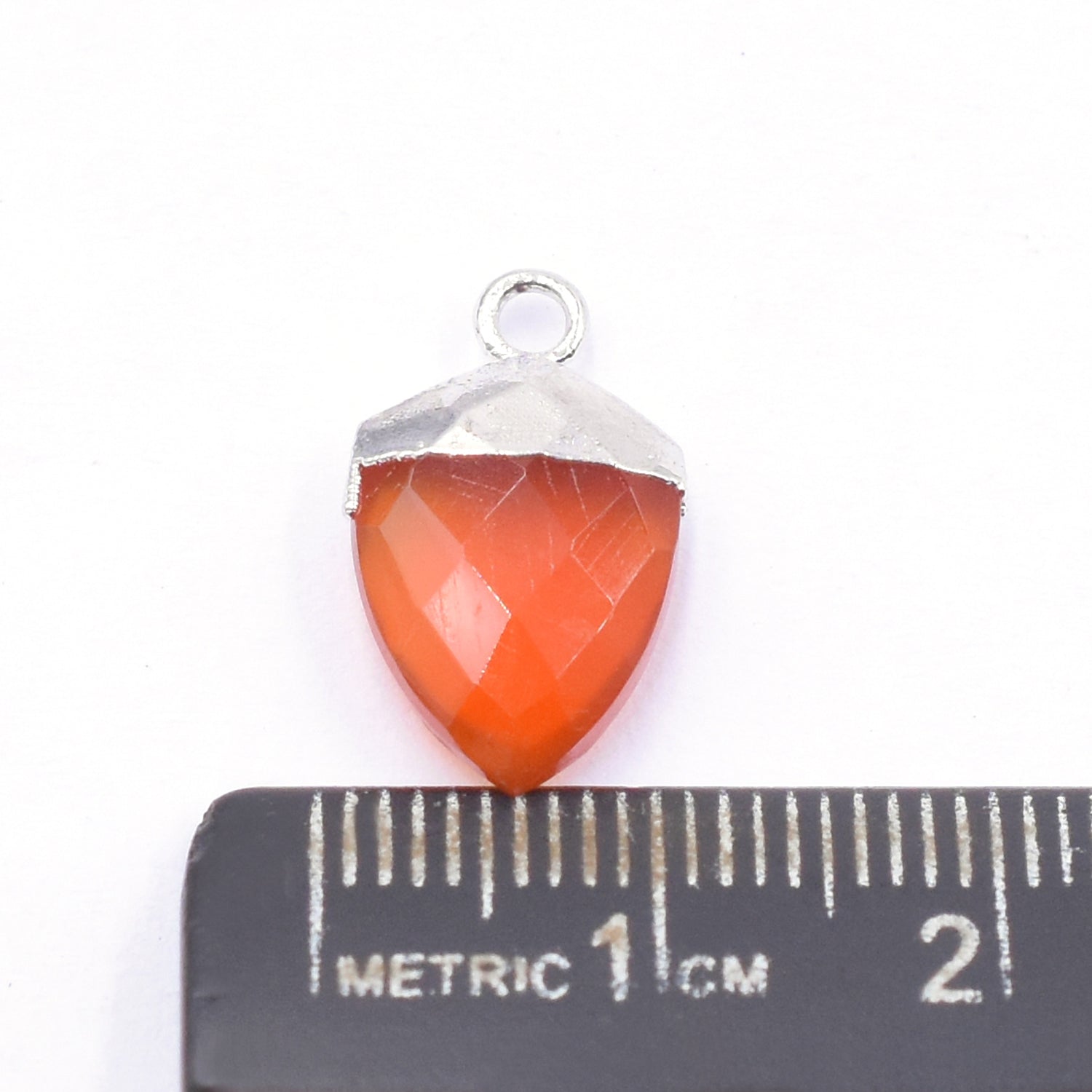 Red Onyx 13X10 MM Shield Shape Rhodium Electroplated Pendant ( Set Of 2 Pcs)