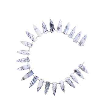  Dendritic Opal Faceted Spike Beads
