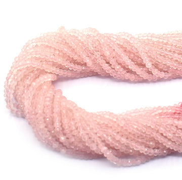 Rose Quartz 4 MM Faceted Rondelle Shape Beads Strand - Jaipur Gem Factory