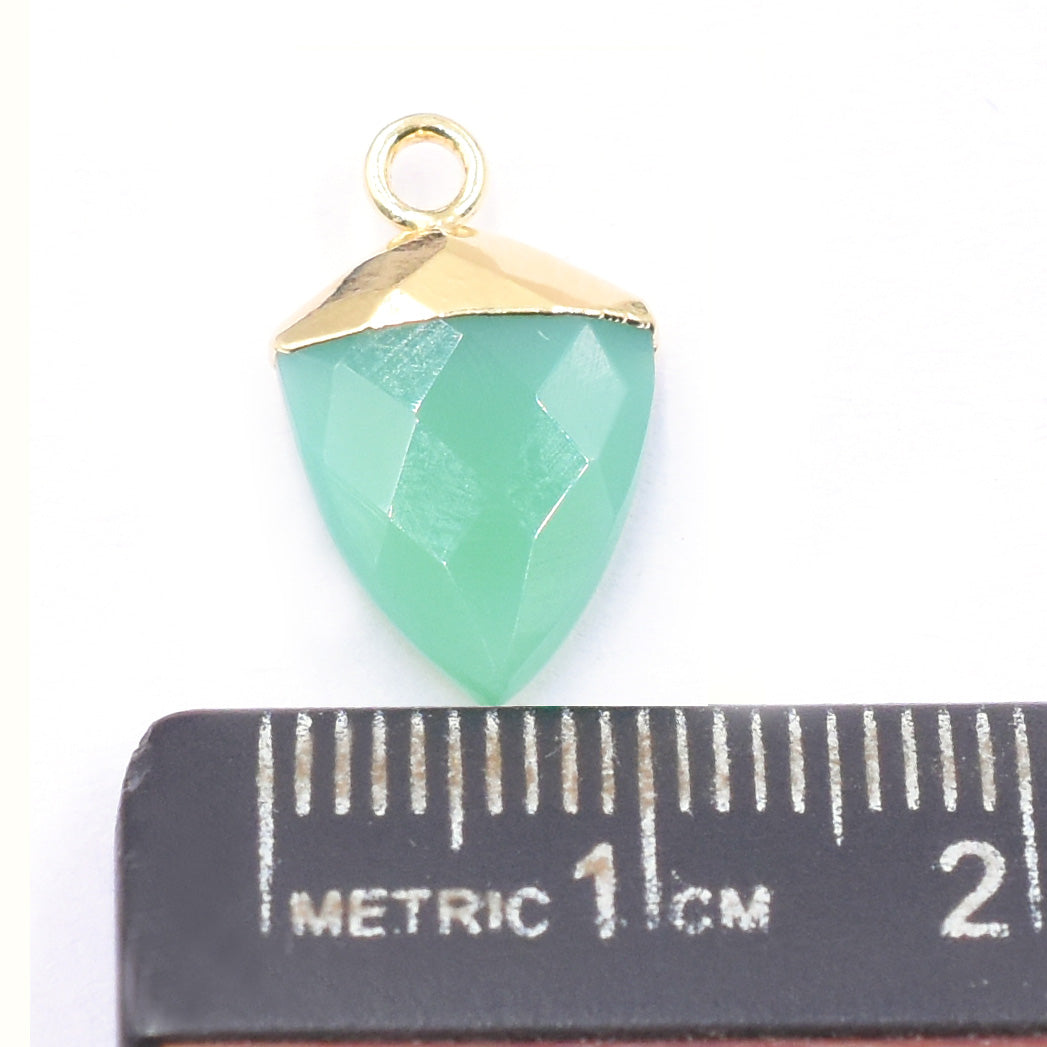 Chrysoprase Chalcedony 13X10 MM Shield Shape Gold Electroplated Pendant ( Set Of 2 Pcs)