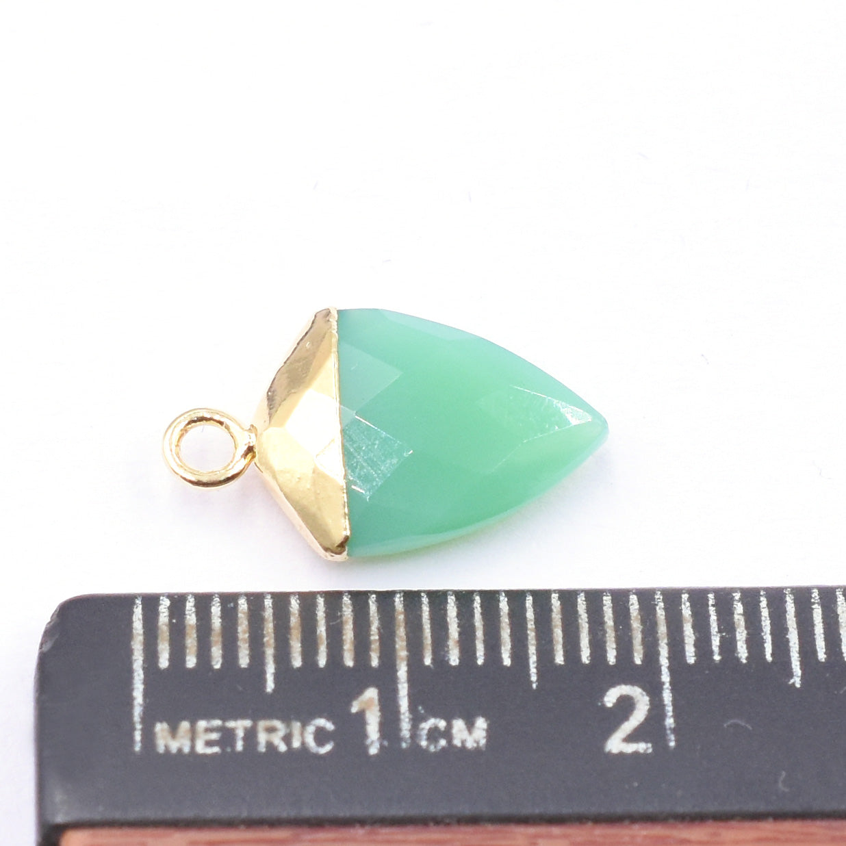 Gold electroplated Chrysocolla pendant in Shield shape