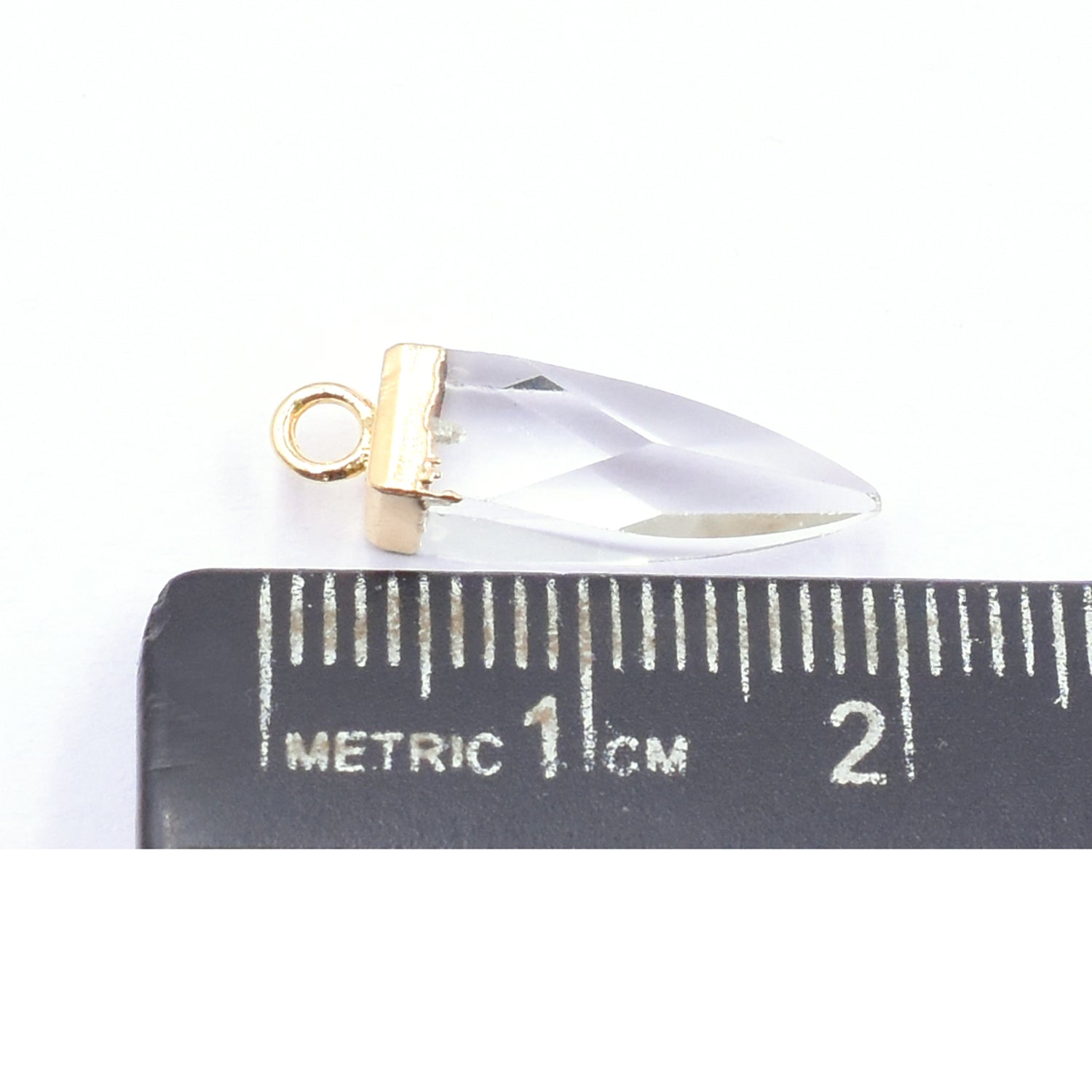 Crystal Quartz 16X5 MM Spike Shape Gold Electroplated Pendant (Set Of 2 Pcs)