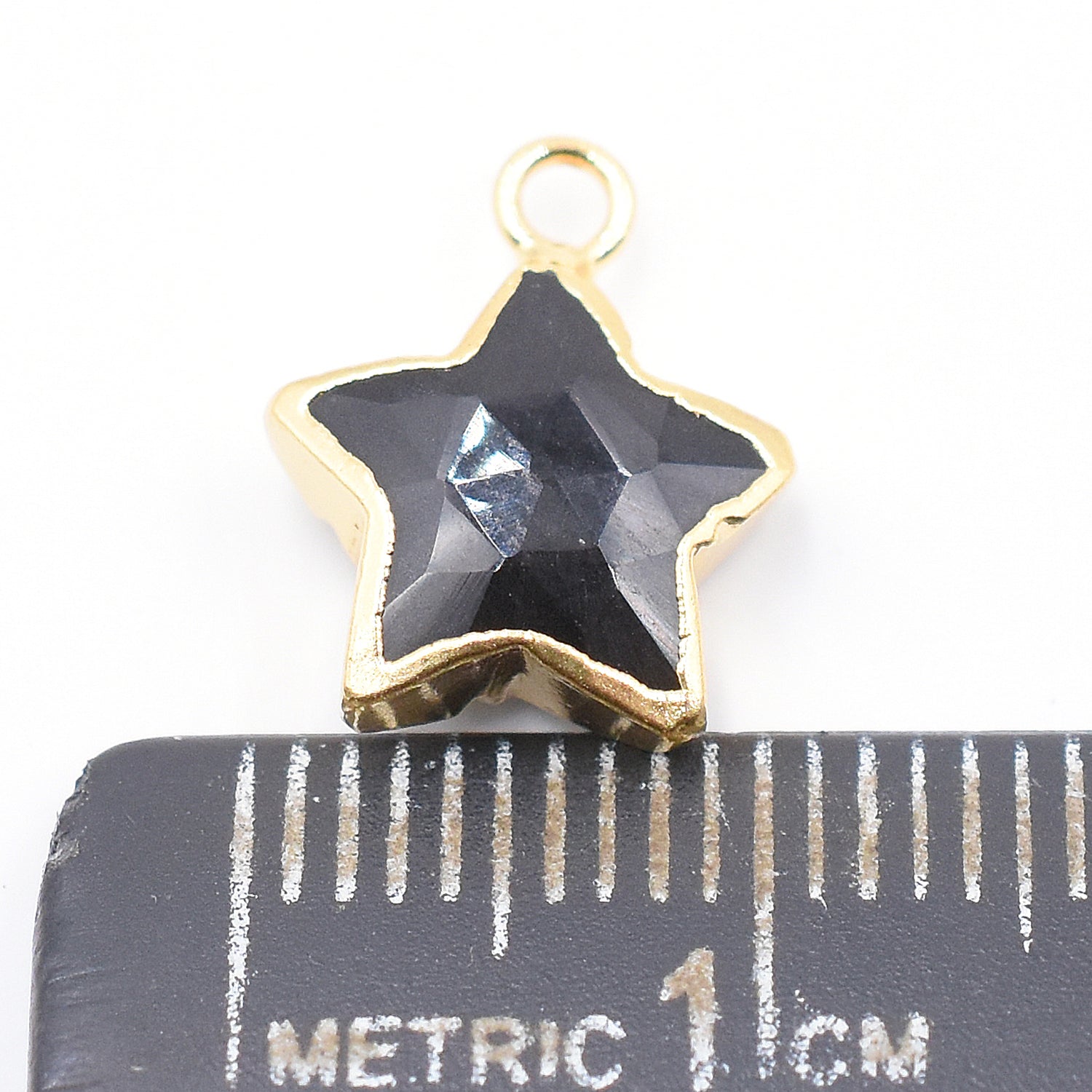 Black Onyx 10 To 11 MM Star Shape Gold Electroplated Pendant (Set Of 2 Pcs)