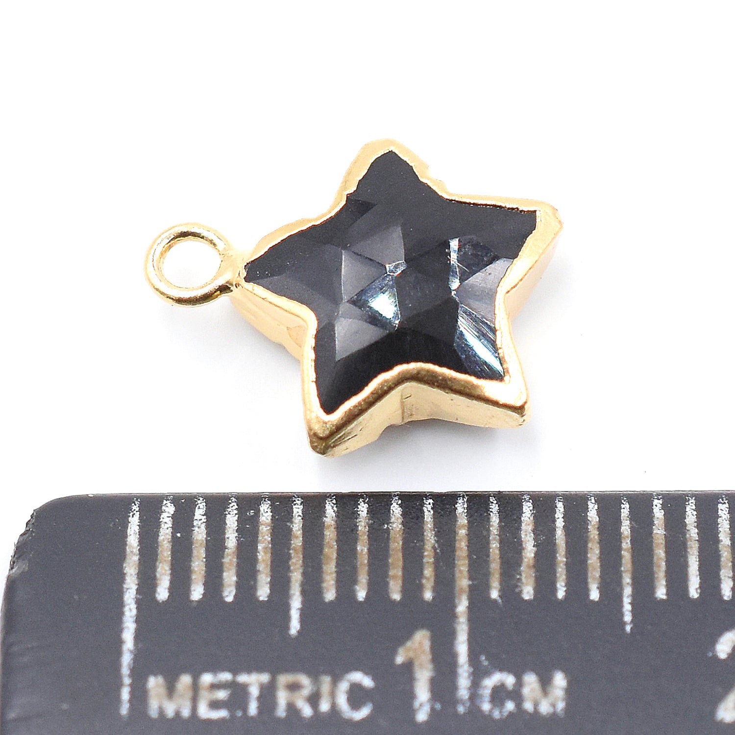 Black Onyx 10 To 11 MM Star Shape Gold Electroplated Pendant (Set Of 2 Pcs)