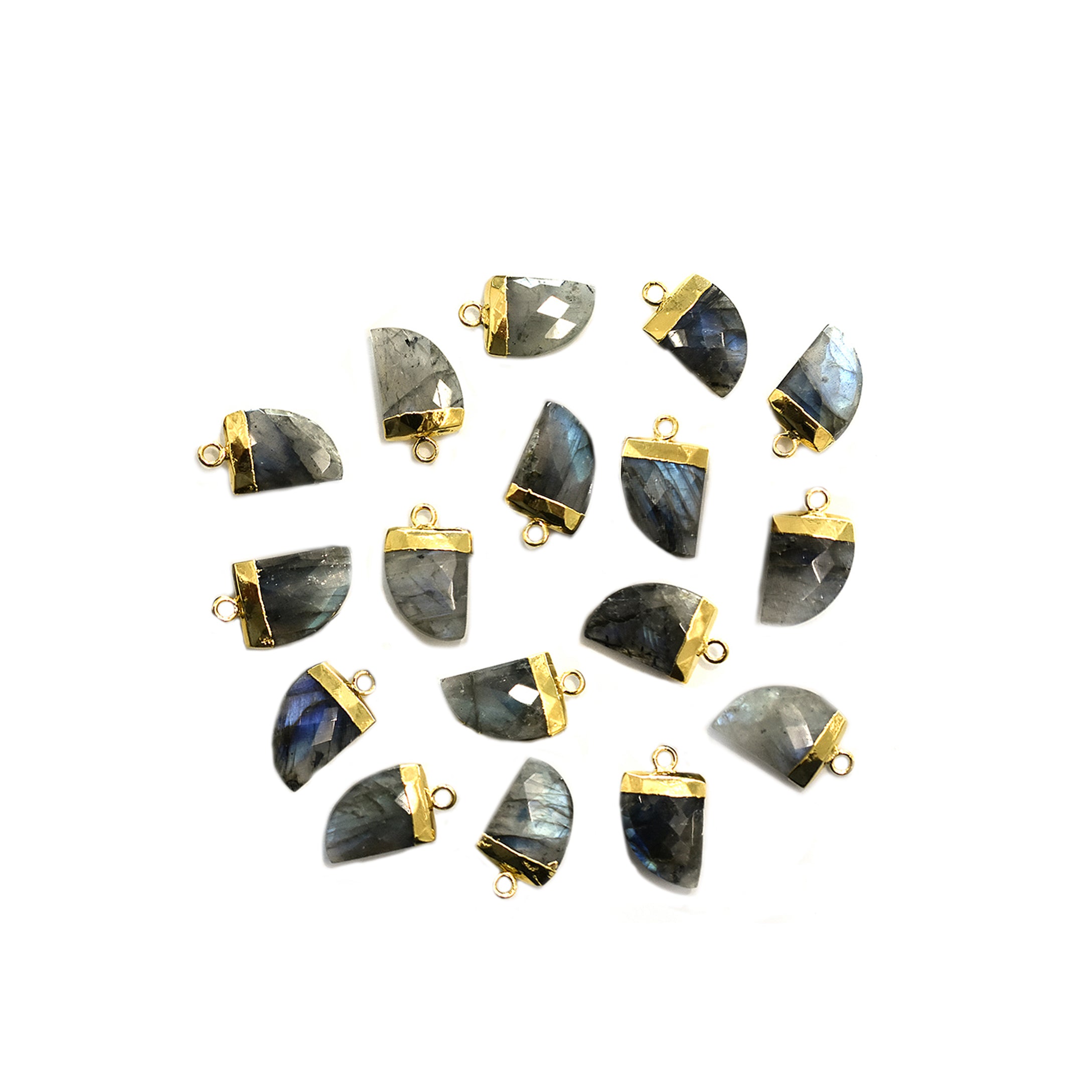 Labradorite 14X10 MM Horn Shape Gold Electroplated Pendant