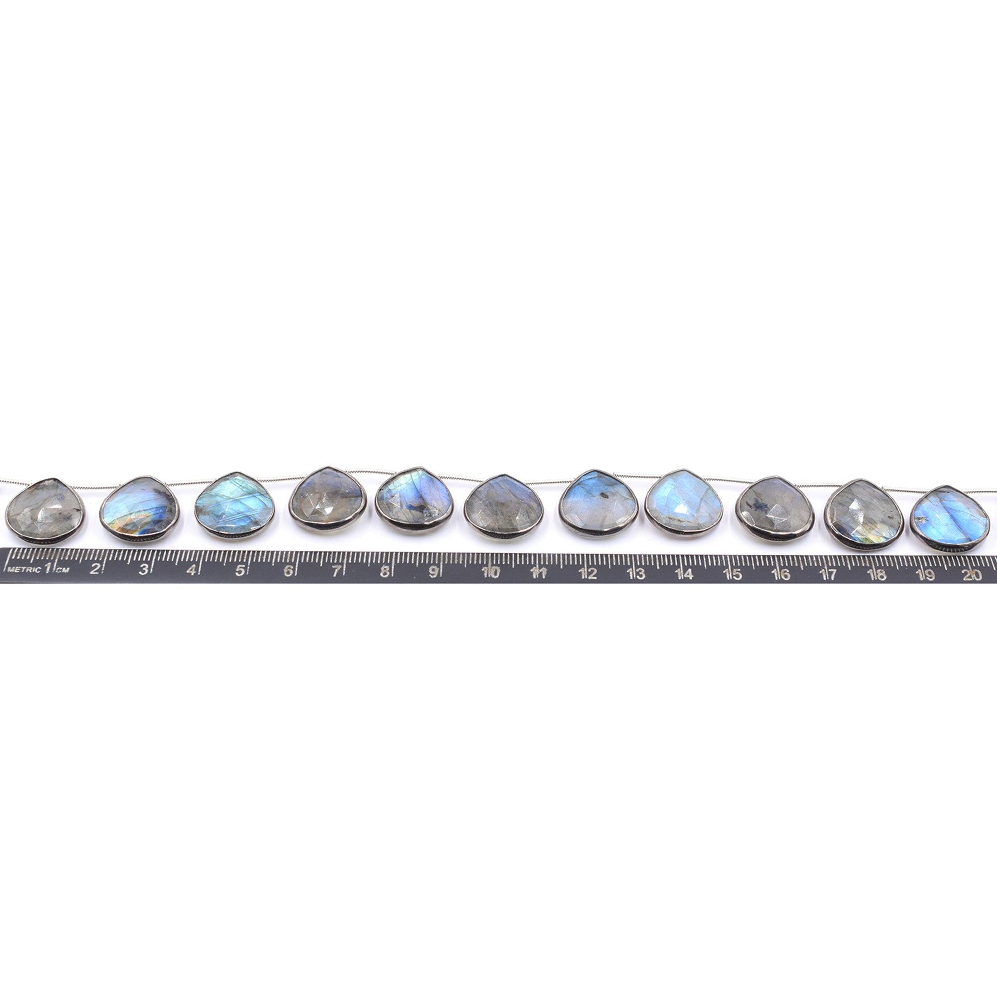 Labradorite heart pendant with silver bezel and black plating