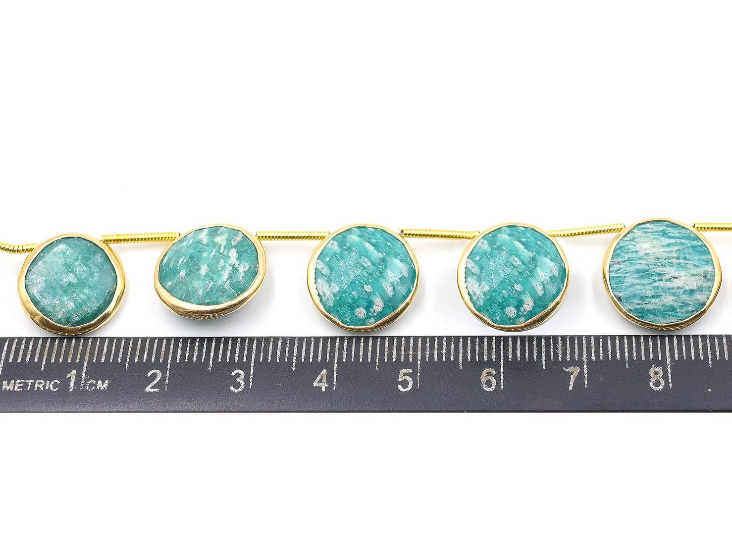 Amazonite 14 To 16 MM Round Shape Silver Bezel Vermeil Side Drilled Strand - Jaipur Gem Factory