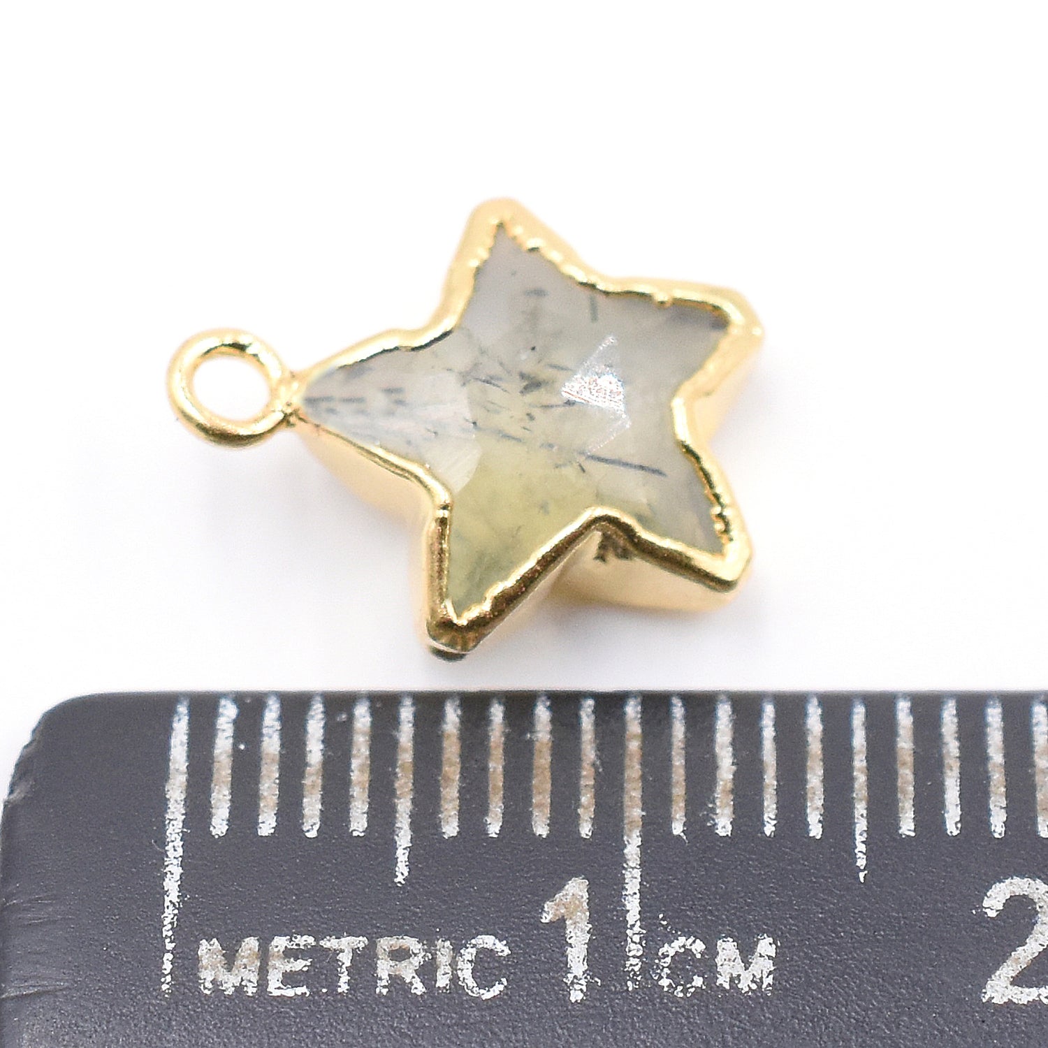 Prehnite Star Shape 10 To 11 MM Gold Electroplated Pendant (Set Of 2 Pcs)