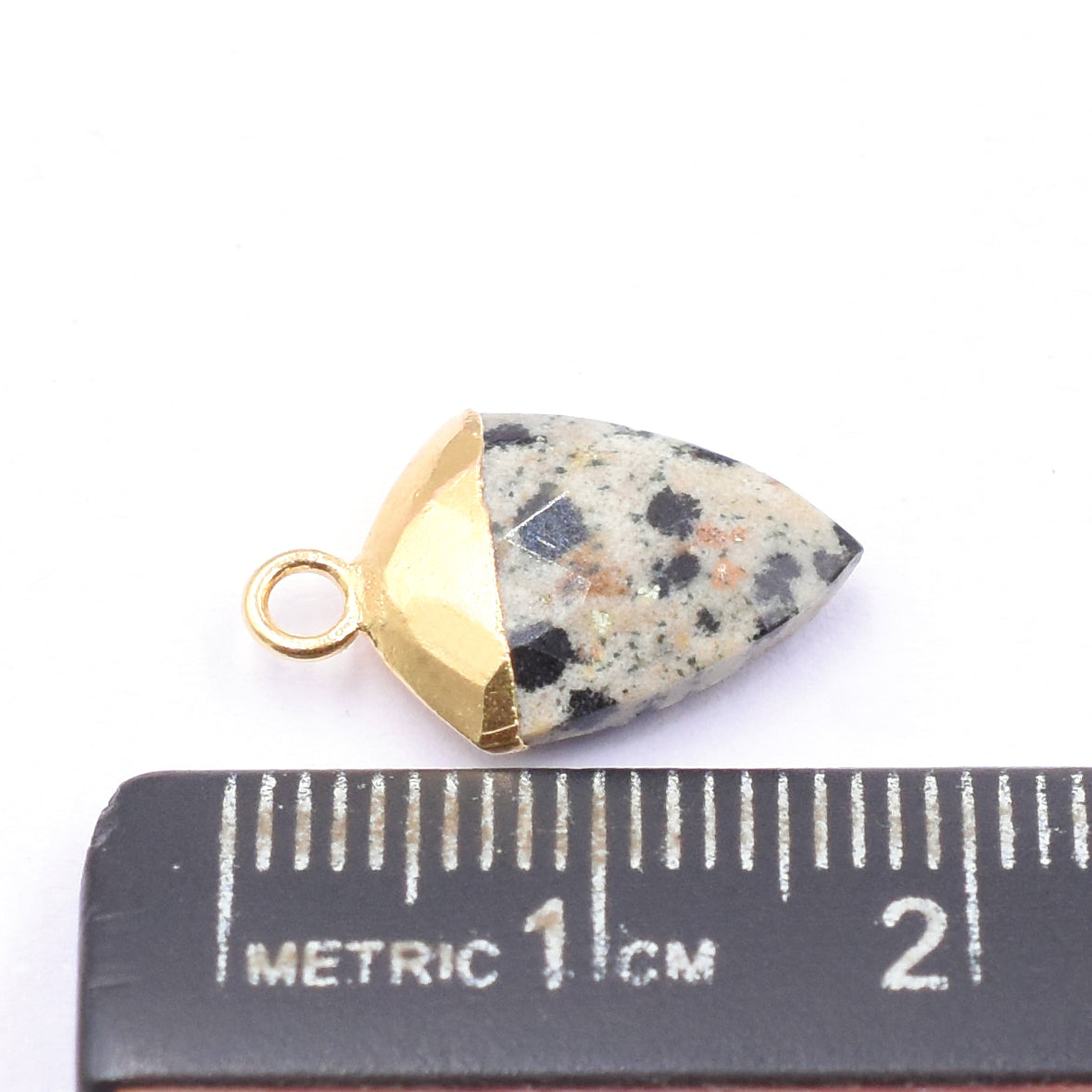 Dalmatian Jasper 13X10 MM Shield Shape Gold Electroplated Pendant ( Set Of 2 Pcs)
