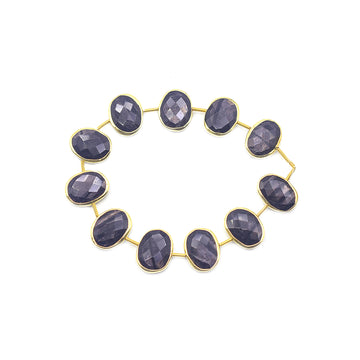 Hypersthene 16X12 MM Oval Shape Silver Bezel Vermeil Center Drilled Strand - Jaipur Gem Factory