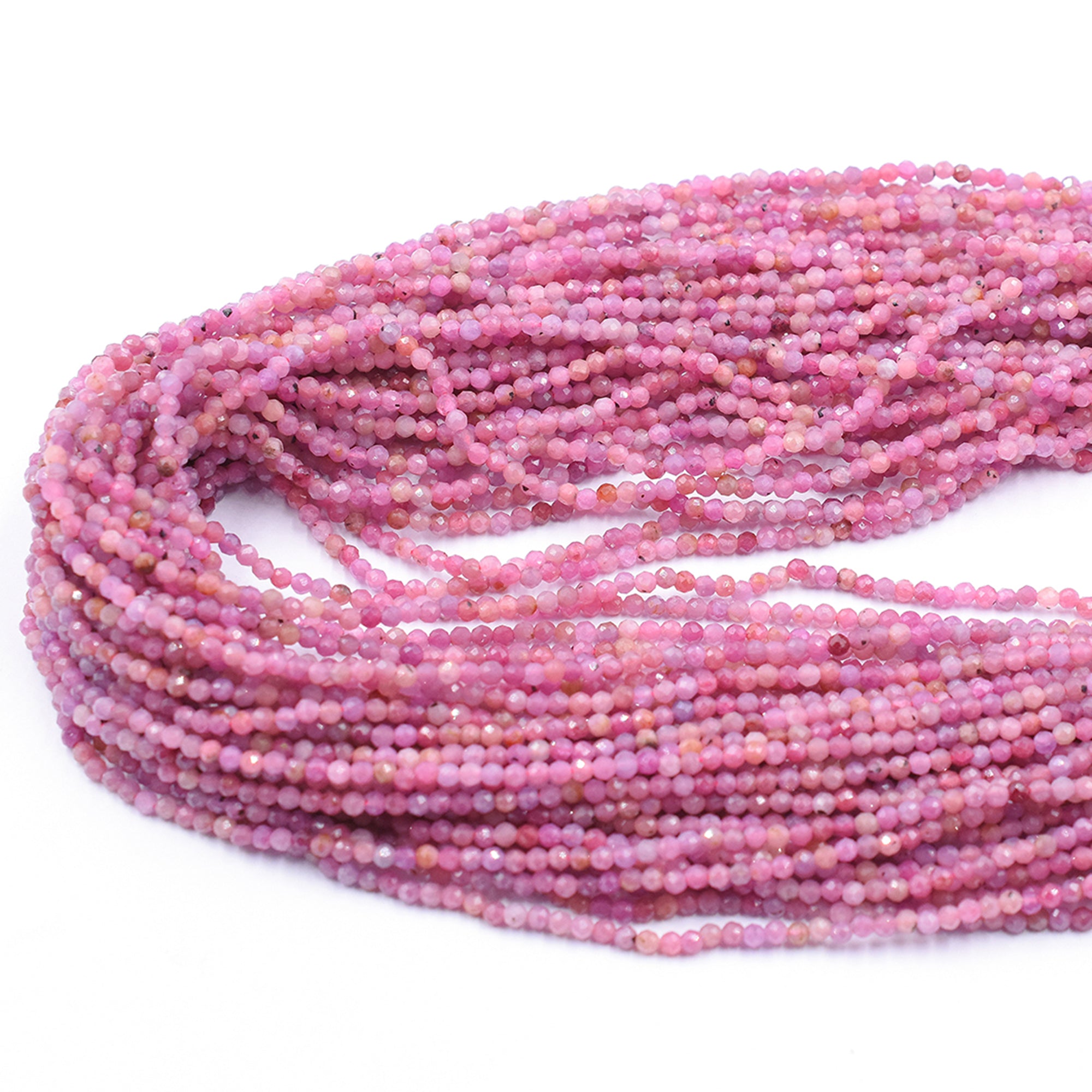 Pink Sapphire 3 MM Faceted Rondelle Shape Beads Strand