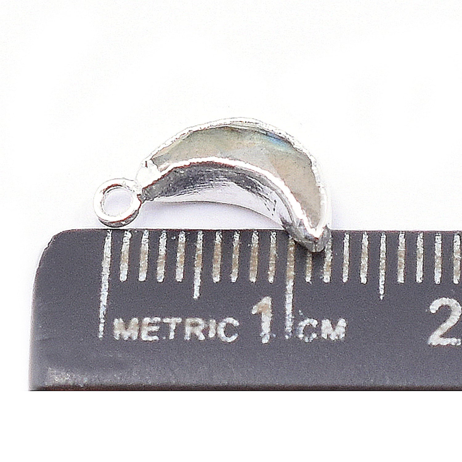 Labradorite 10X5 MM Moon Shape Rhodium Electroplated Pendant (Set Of 2 Pcs)