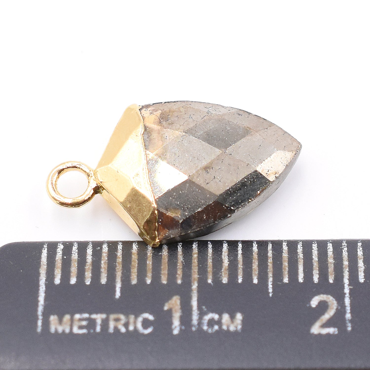 Pyrite 13X10 MM Shield Shape Gold Electroplated Pendant ( Set Of 2 Pcs)