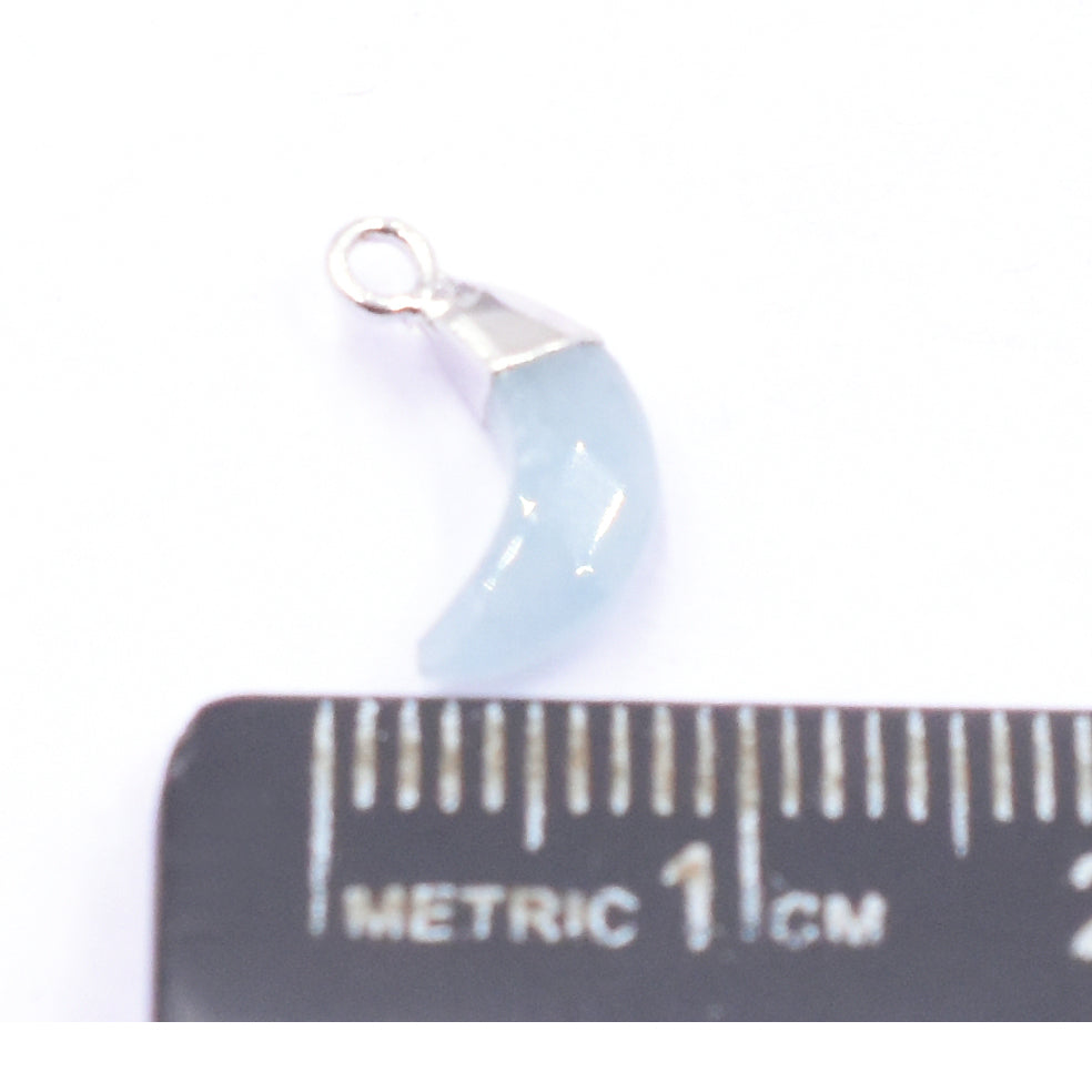 Aquamarine 10X5 MM Moon Shape Rhodium Electroplated Pendant (Set Of 2 Pcs)