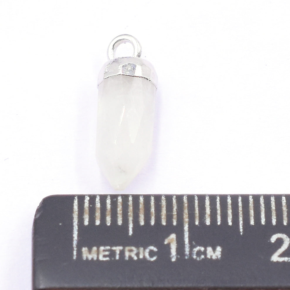 Rainbow Moonstone Bullet Shape 13 x 5 MM Silver Electroplated Pendant (Set Of 2 Pcs)